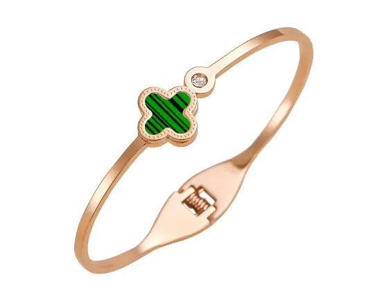 Rose Gold 18K Flower Clover Bracelet Jewelry Gift