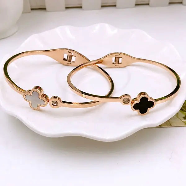 Rose Gold 18K Flower Clover Bracelet Jewelry Gift