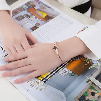 Rose Gold 18K Flower Clover Bracelet Jewelry Gift