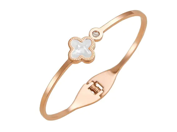 Rose Gold 18K Flower Clover Bracelet Jewelry Gift