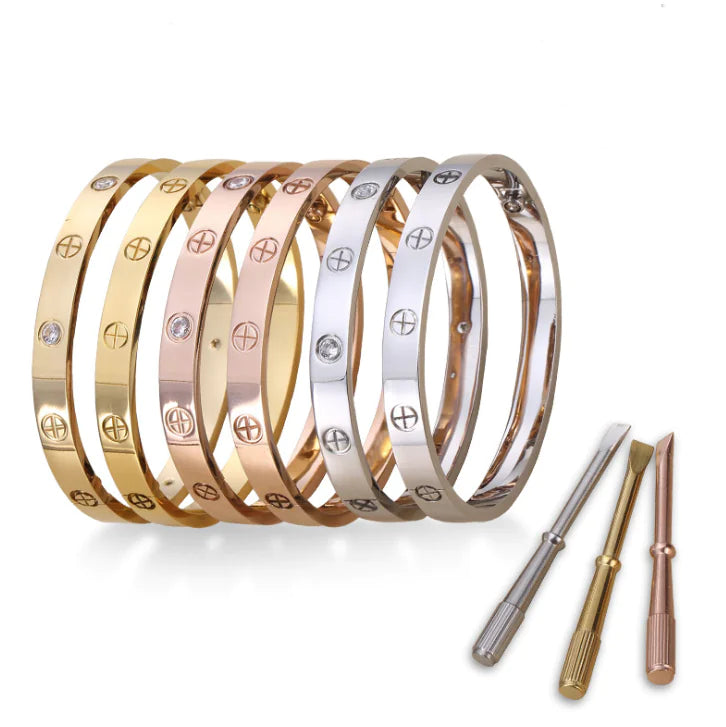 Classic Love Bracelet – Titanium Steel with Rose Gold Finish