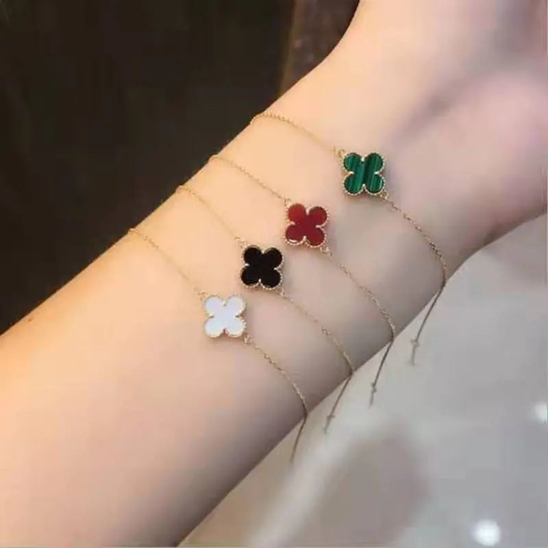 Clover Silver Necklace and Clover Bracelet for Women