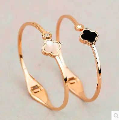 Rose Gold 18K Flower Clover Bracelet Jewelry Gift