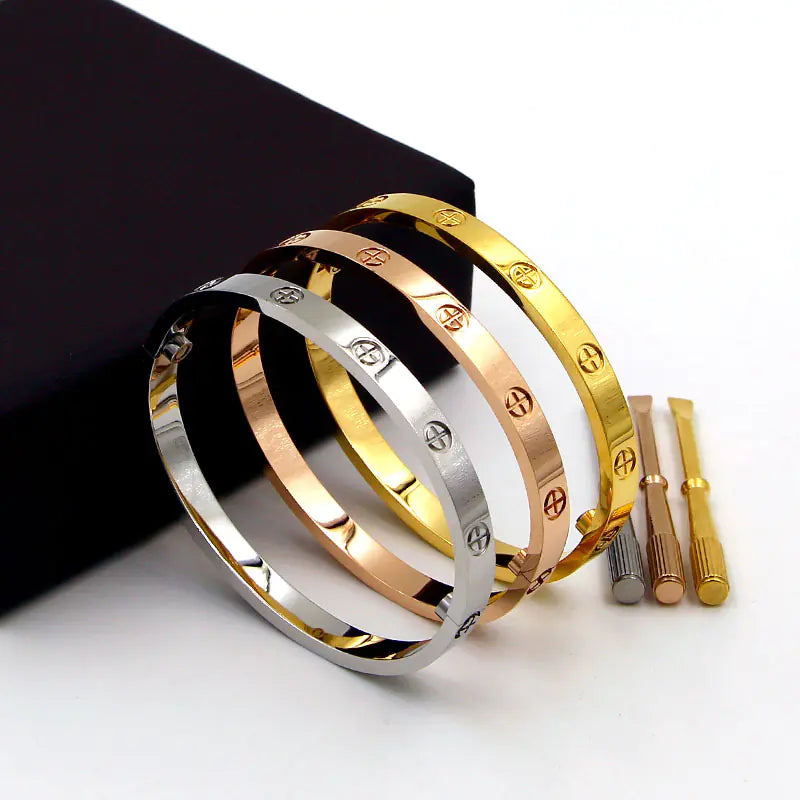 Classic Love Bracelet – Titanium Steel with Rose Gold Finish