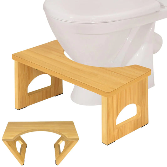 Bathroom Bamboo Foldable Stool 7.5 Inches Stool  , Non-Slip Strip to Improve Bathroom Posture Comfort