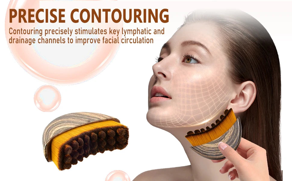 Lymphatic Contour Face Brush, Lymphatic Drainage Massager for Face,Ergonomically Designed to Fit The Skin Precisely and Reli
