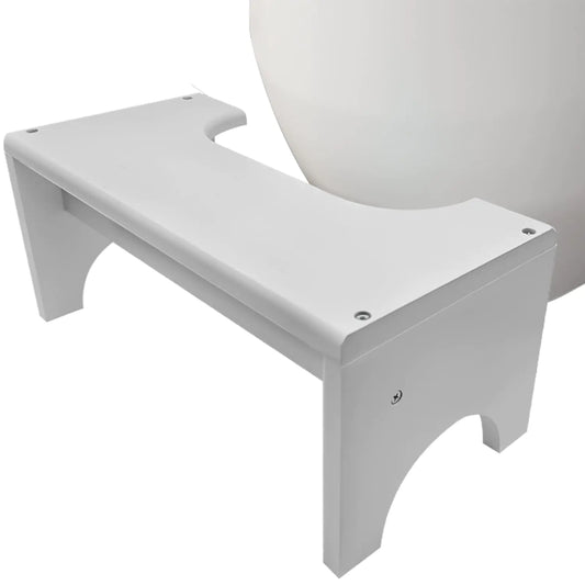 Wood Squat Stool for Bathroom ( Portable) (New White)