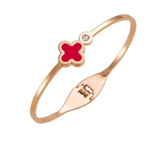Rose Gold 18K Flower Clover Bracelet Jewelry Gift
