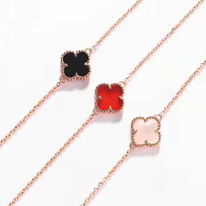 Clover Silver Necklace and Clover Bracelet for Women