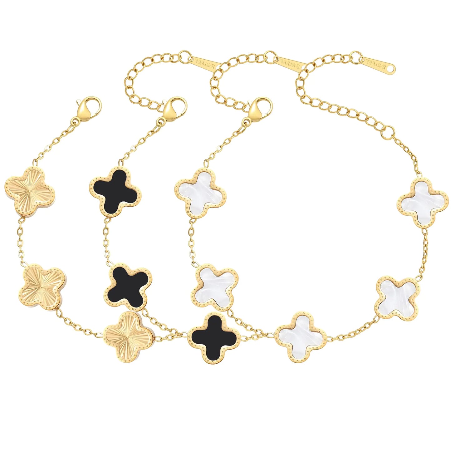18K Clover Bracelet Set for Women (Four Leaf)