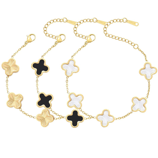 18K Clover Bracelet Set for Women (Four Leaf)