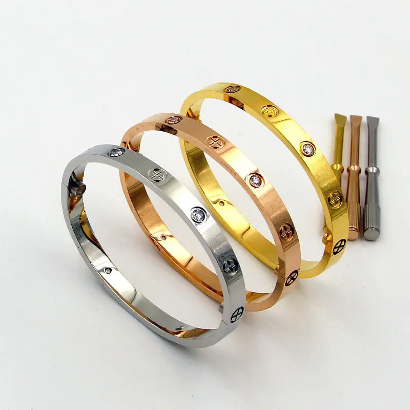 Classic Love Bracelet – Titanium Steel with Rose Gold Finish