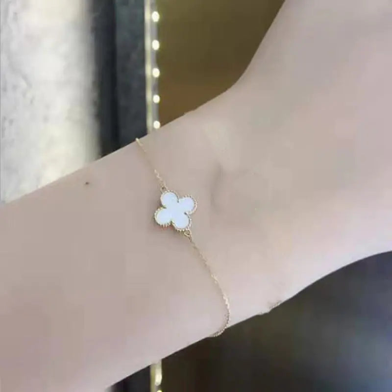 Clover Silver Necklace and Clover Bracelet for Women