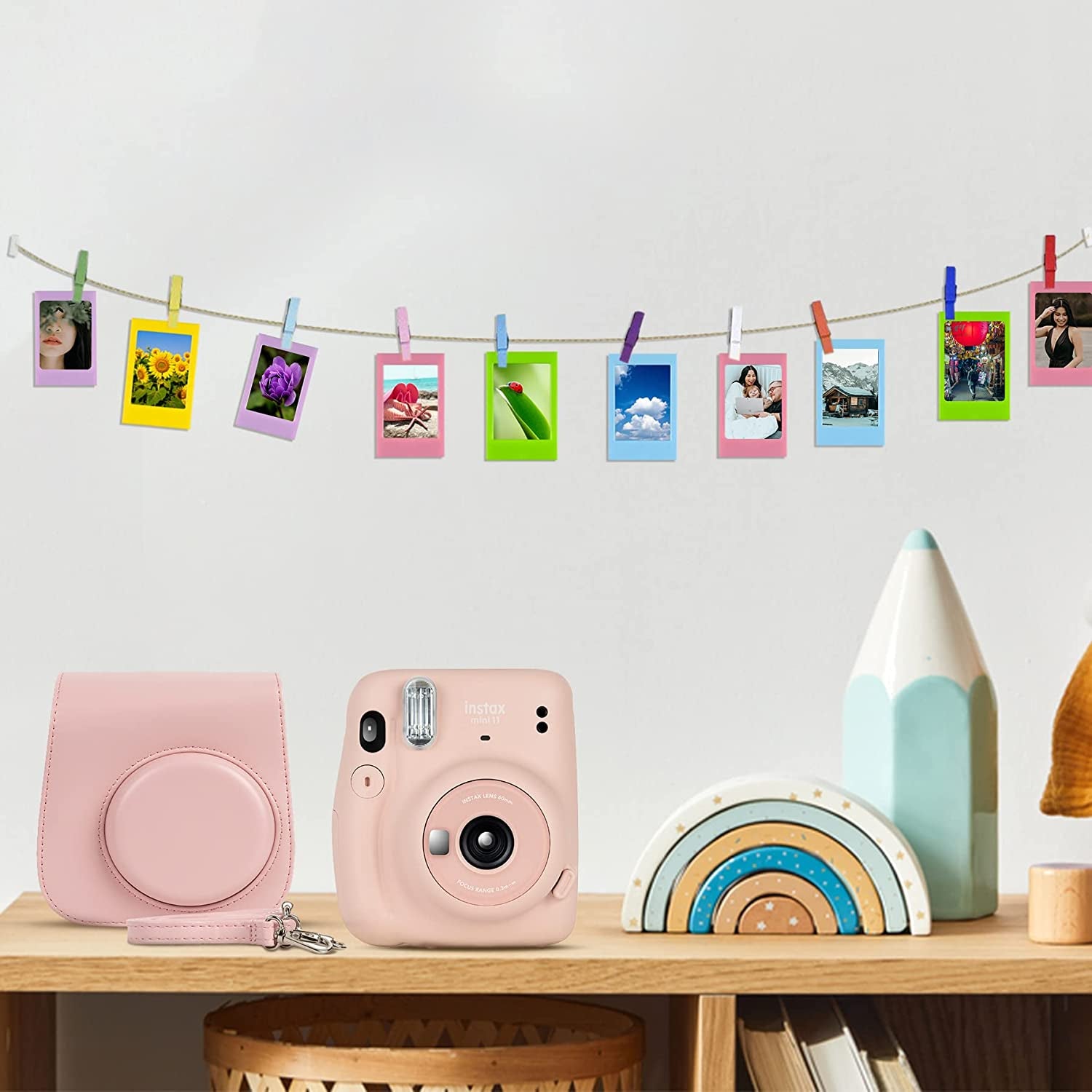 Instax Mini 11 Camera with  Instant Mini Film (60 Sheets) Bundle with Deals Number One Accessories Including Carrying Case, Selfie Lens, Photo Album, Stickers (Lilac Purple)