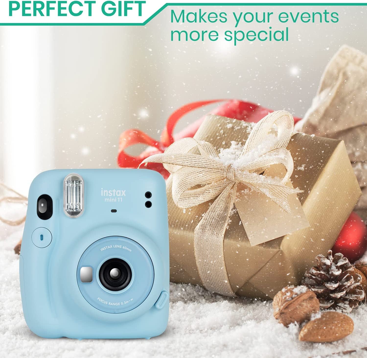 Instax Mini 11 Camera with  Instant Mini Film (60 Sheets) Bundle with Deals Number One Accessories Including Carrying Case, Selfie Lens, Photo Album, Stickers (Lilac Purple)